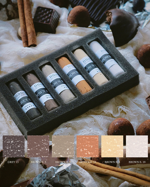 Набор пастели сухой nuance., Can't Help Falling in Brown, 6 шт (коричневые) 606x758